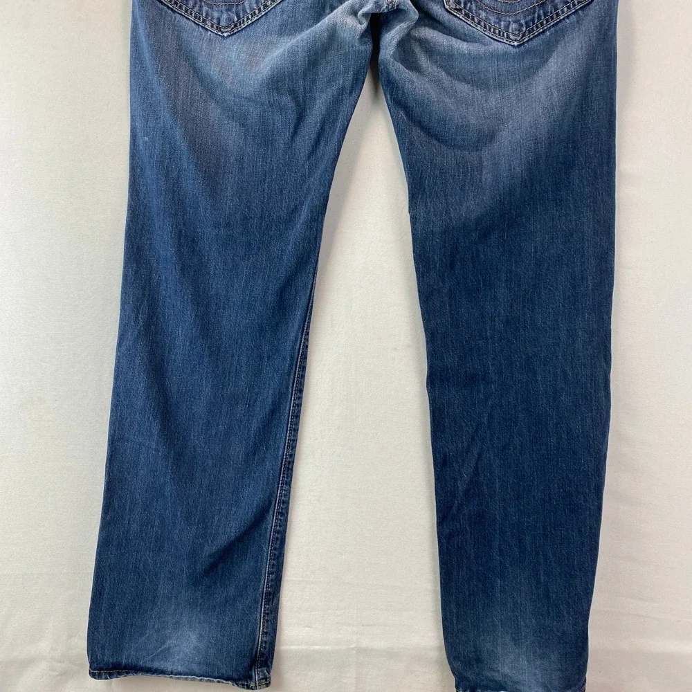 VTG Y2K True Religion Straight Leg Jeans Mens 34 Blue Denim Made in USA 0461